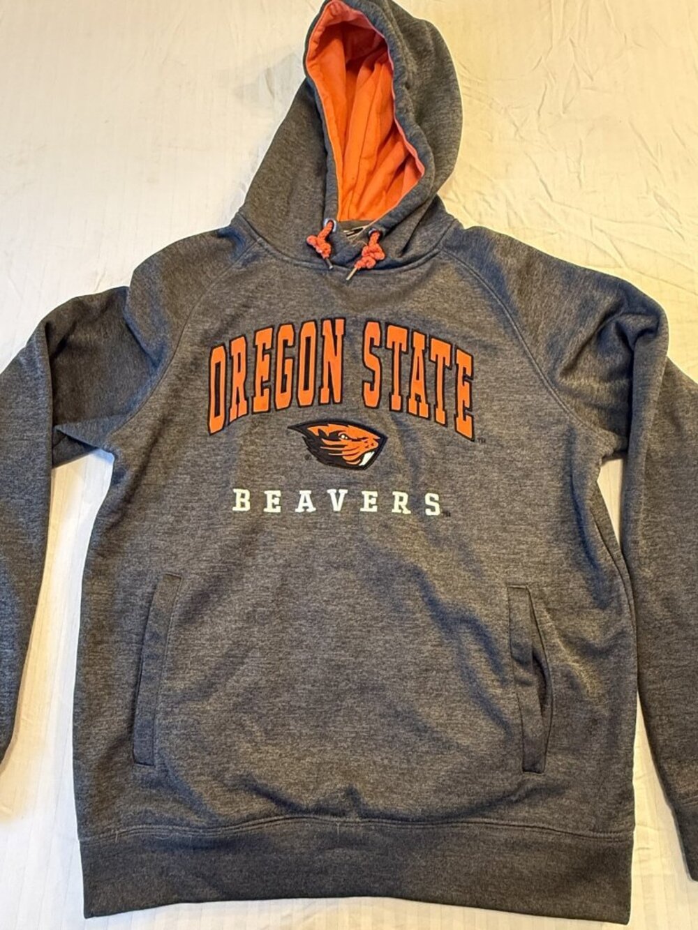 Oregon State Beavers Hoodie Men's S Gray Orange Embroidered Stadium Athletics